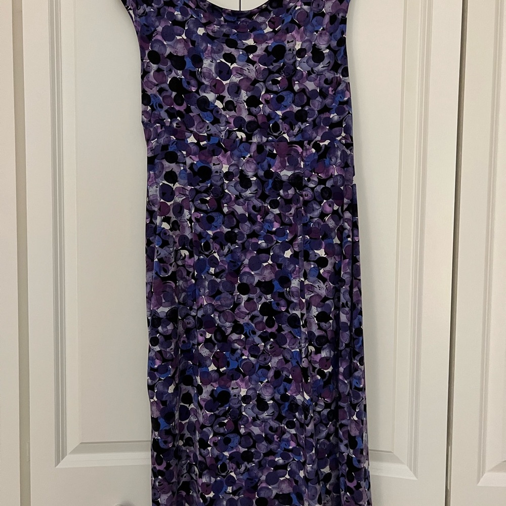 Dressbarn Purple Print Sheath Ruched Dress - Picture 2 of 8